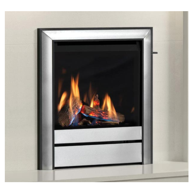 Elgin + Hall 16inch Calleos Gas Fire, Slide Control Burning Logs - In Chrome