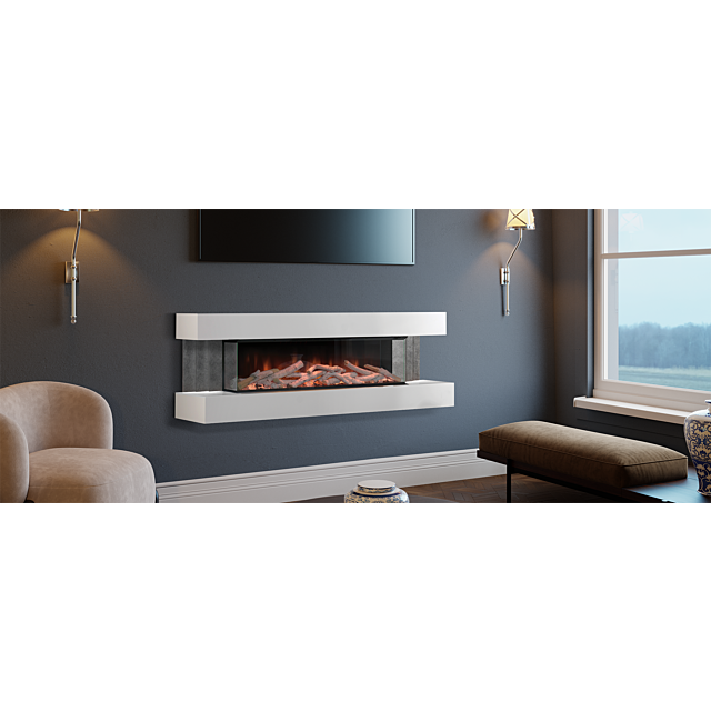 EvonicFires CRENSHAW Three-Sided Glass Model Soapstone Or Sienna Stepped Side Wings