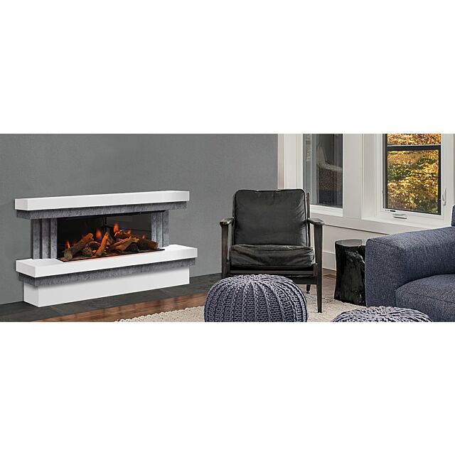 EvonicFires GLIMOUR 7 White And Soapstone Surround Optional Riser