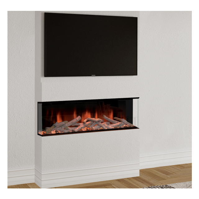 EvonicFires HALO 1000 SL Halo Continental silver birch or woodland, Clear Float glass, Evoflame Effe
