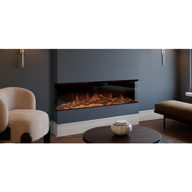 EvonicFires HALO 1500 SL Halo Continental silver birch or woodland, Clear Float glass, Evoflame Effe
