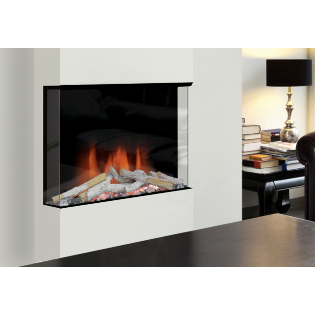 EvonicFires HALO 600 SL Halo Continental silver birch or woodland, Clear Float glass, Evoflame Effec