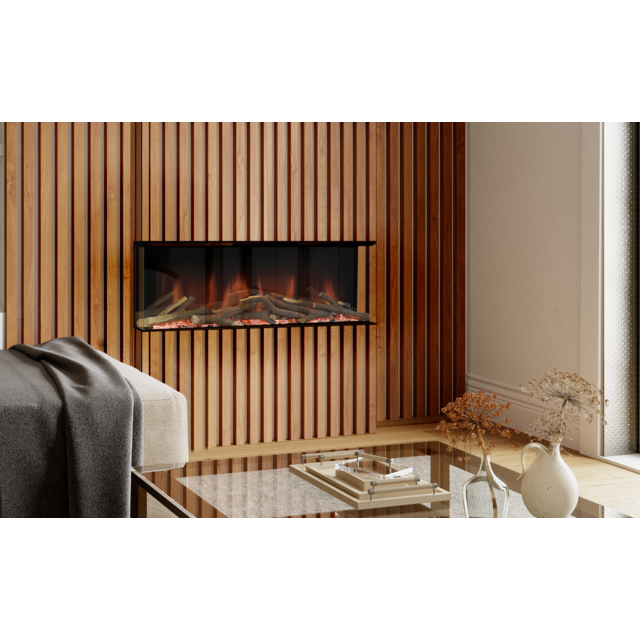 EvonicFires HALO 700 SL Halo Continental silver birch or woodland, Clear Float glass, Evoflame Effec