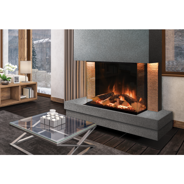 EvonicFires HALO 800 Halo Continental silver birch or woodland, Clear Float glass, Evoflame Effect U