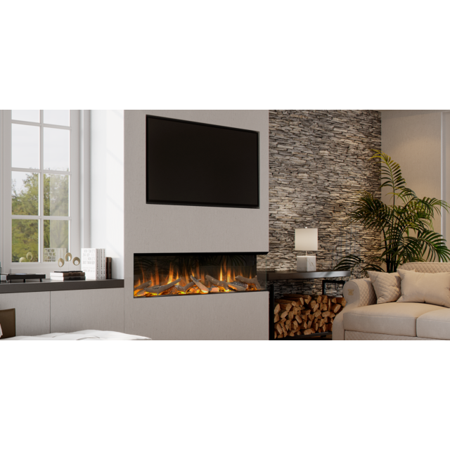 EvonicFires VOLANTE 1500 Volante Continental silver birch or woodland, Clear Float glass, e-lumaflam