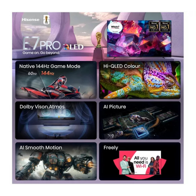 Hisense 100E7STUK PRO 100inch 4K QLED 144Hz TV Grey