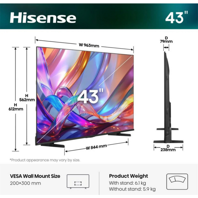 Hisense 43Q7STUK PRO 43in 4K Ultra HD Smart TV