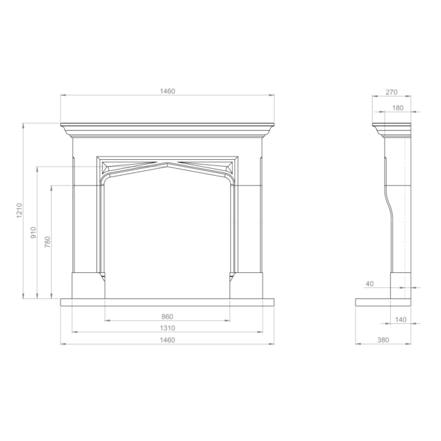 Penman Collection 7990430 Beaufort (Inc. Hearth + Back Hearth + Slips) Limestone 57'