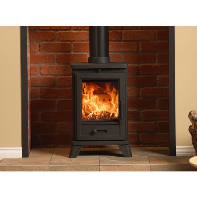 Penman Collection 7990559 Bassington Compact Standard Leg Black 5Kw A+ Multi Fuel Stove