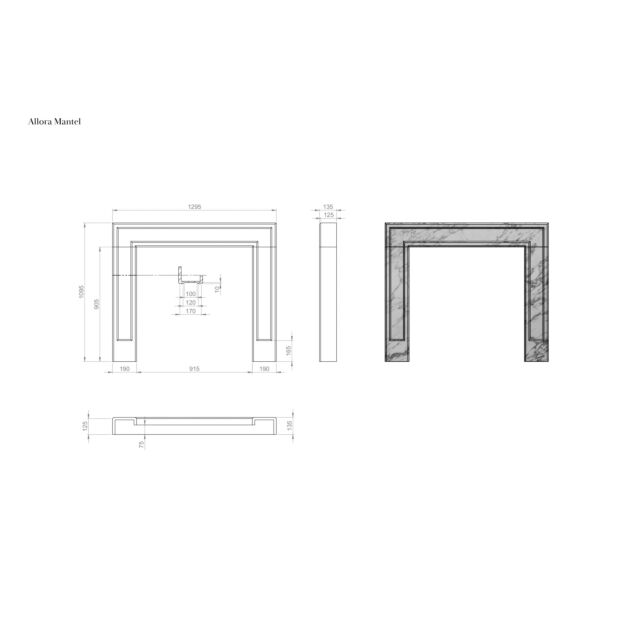 Penman Collection 7990560 51” Mantel Nero Marble