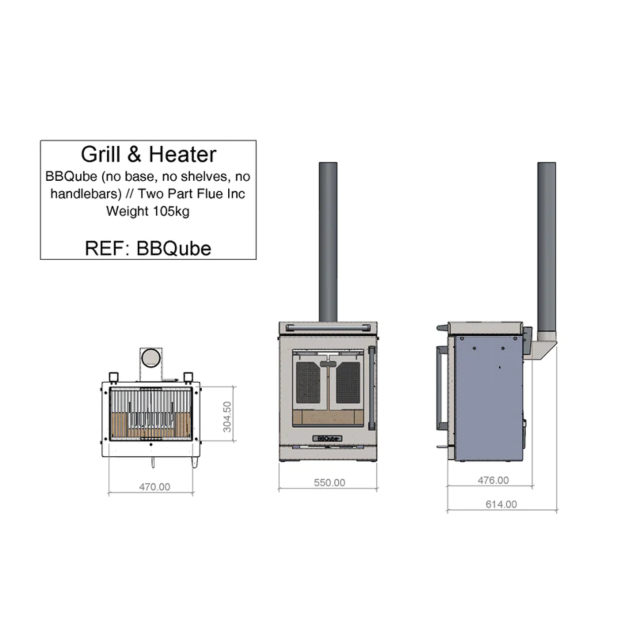 Penman Collection BBQUBE GRILL + HEATER Bbqube For Outdoor Kitchen: Grill + Heater