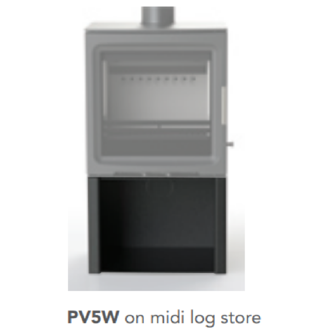 Purevision PVA5W-LOGMID Metallic Grey Midi Log Store for 5kW WIDE Stove